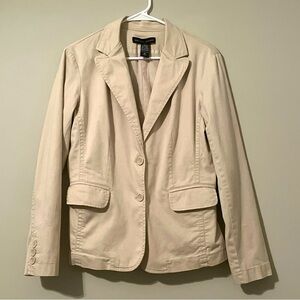 New York & Company Beige Stretch Single Breasted Blazer Jacket Women Size M